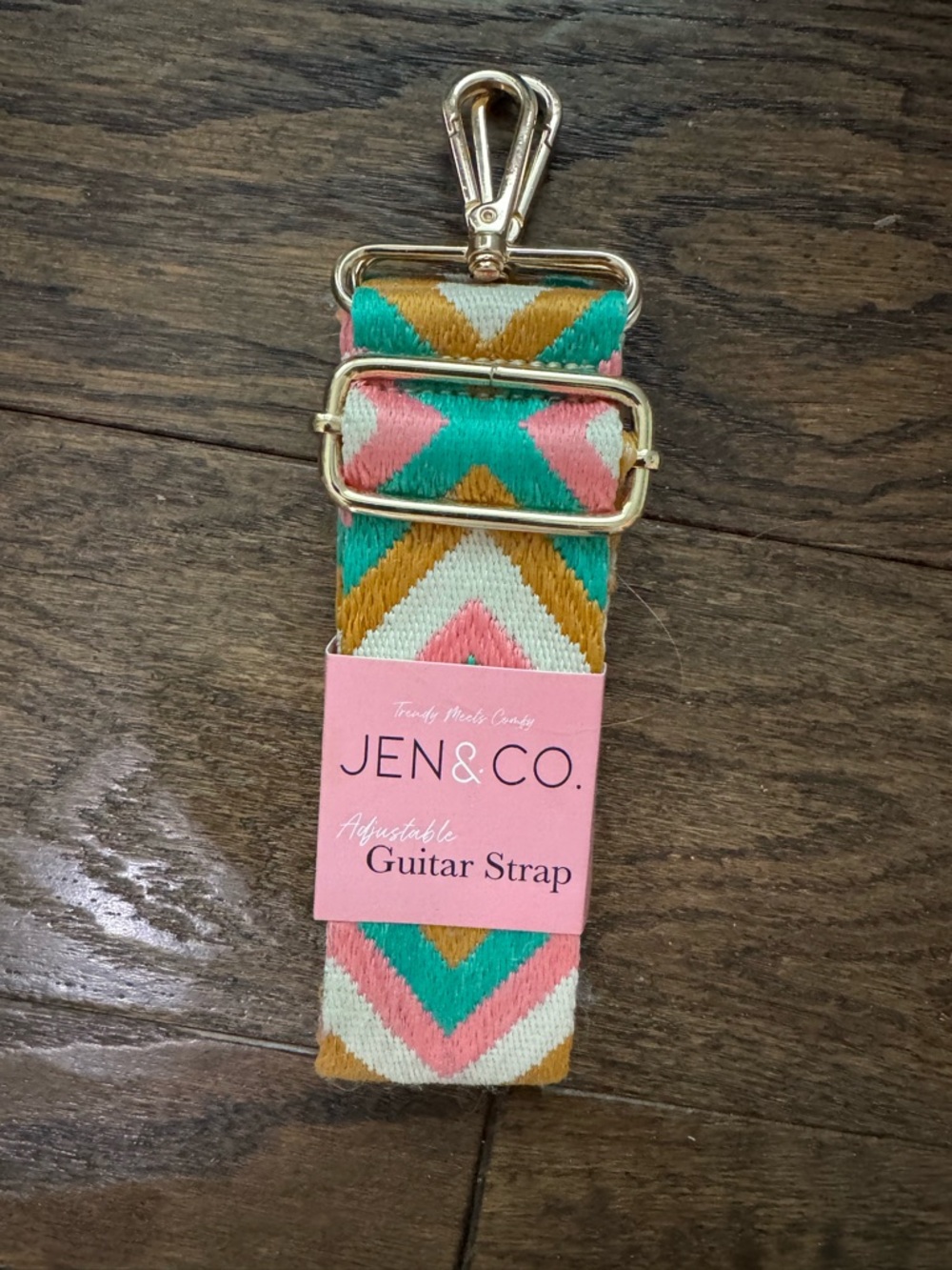 JEN & CO. Adjustable Women’s Guitar Strap or Purse Strap - Pink, Teal & Mustard